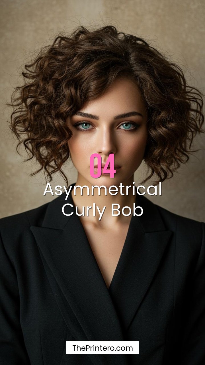 Asymmetrical Curly Bob