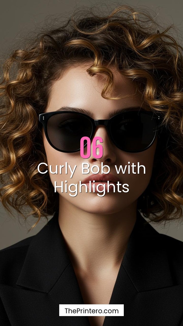 Curly Bob with Highlights