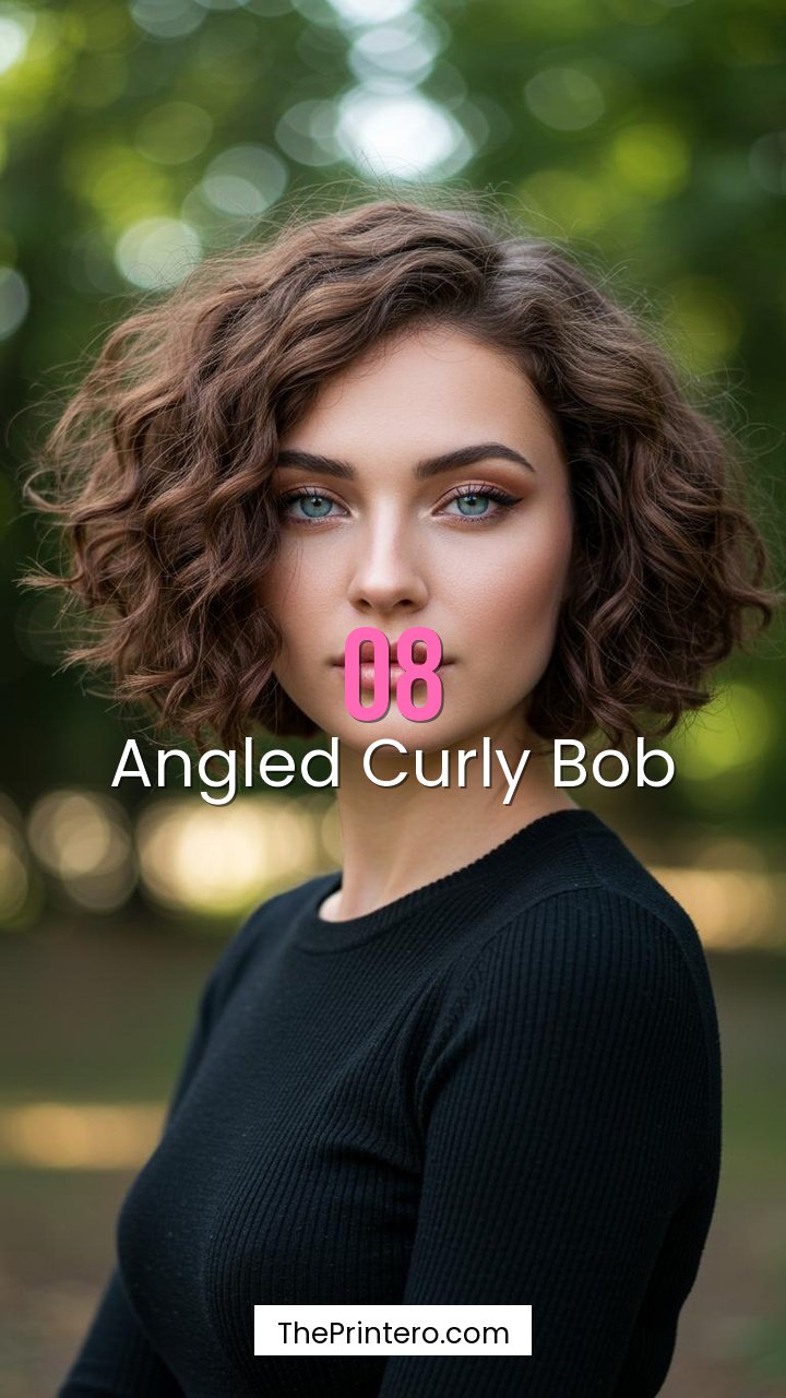 Angled Curly Bob