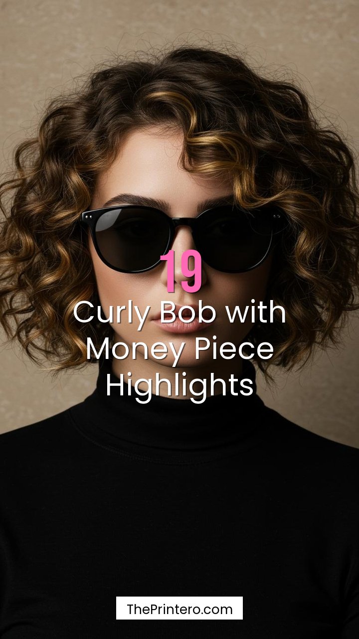 Curly Bob with Money Piece Highlights
