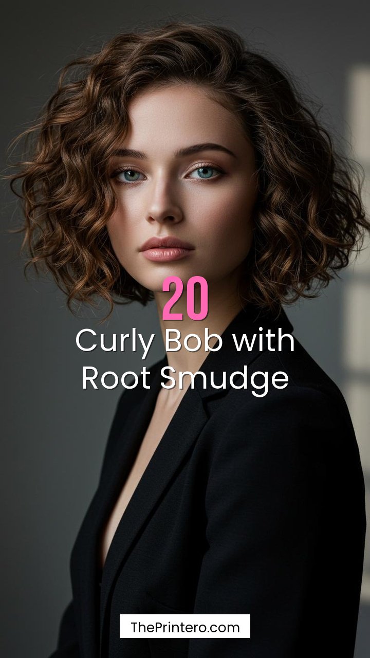 Curly Bob with Root Smudge