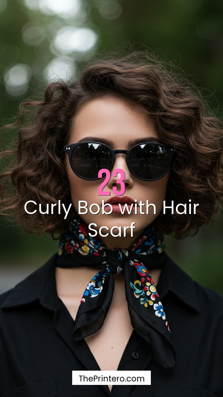 Curly Bob with Hair Scarf