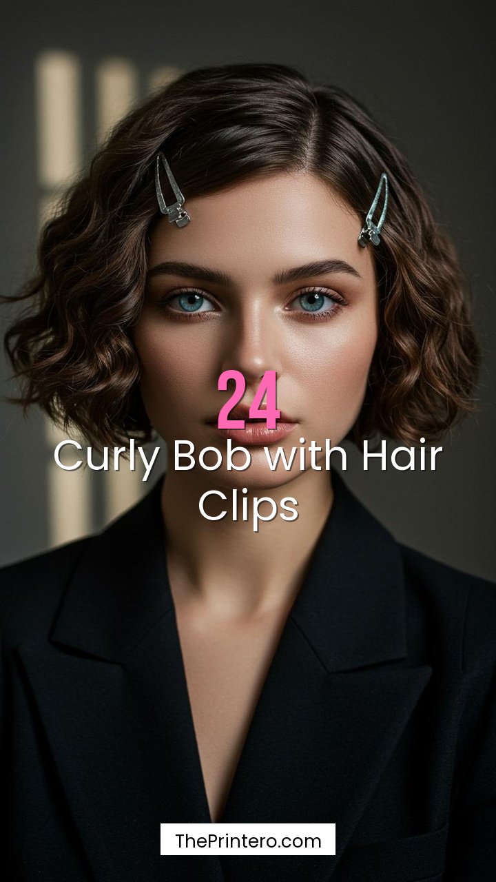 Curly Bob with Hair Clips
