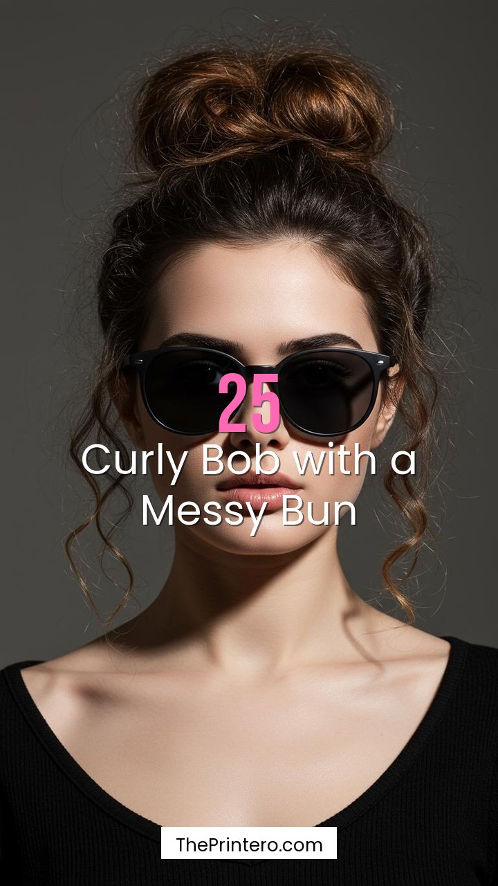 Curly Bob with a Messy Bun