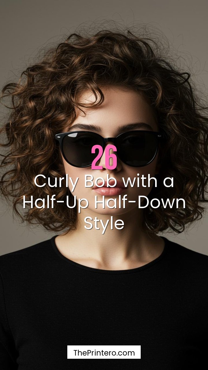 Curly Bob with a Half-Up Half-Down Style