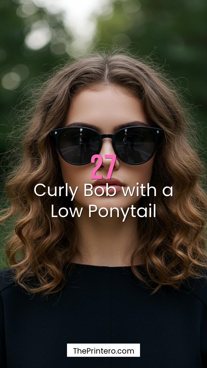 Curly Bob with a Low Ponytail