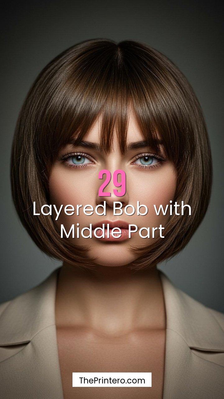 Layered Bob with Middle Part