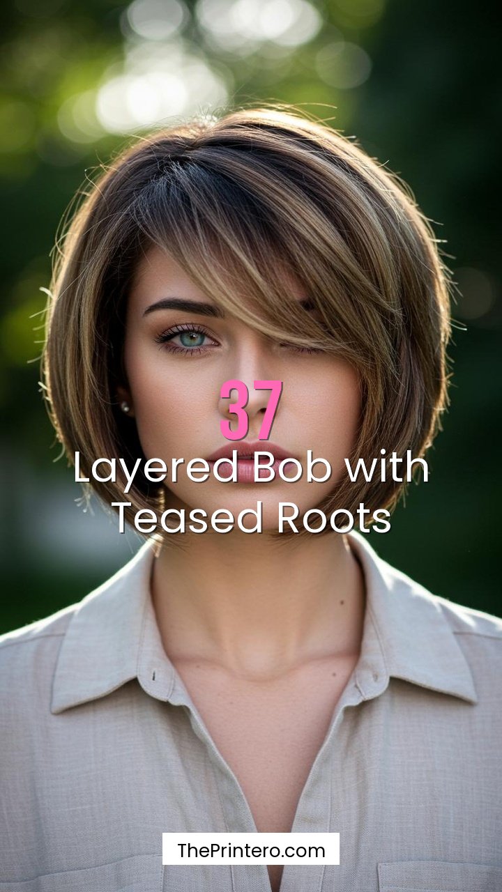 Layered Bob with Teased Roots