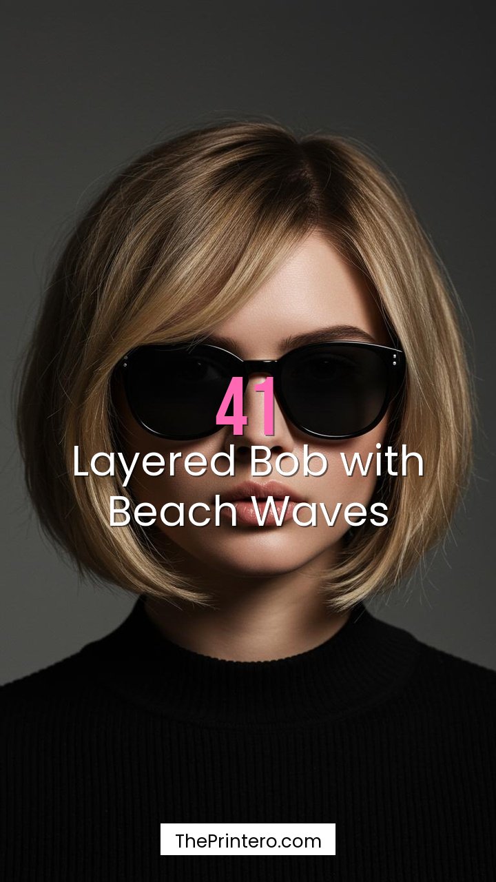 Layered Bob with Beach Waves